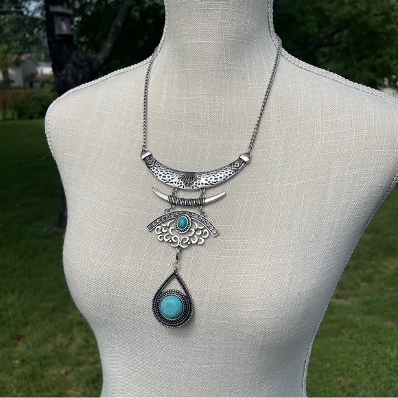 Park Lane Silver and Turquoise Pendant Necklace - Picture 1 of 4